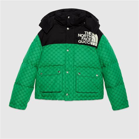 gucci x the north face padded jacket green/black|north face gucci shop online.